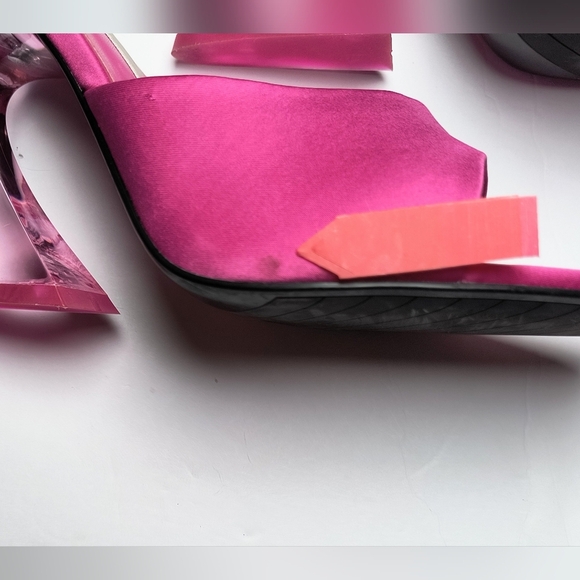 Zara Pink Methacrylate Vibrant Minimalist Style Heeled Satin Sandals 38/7.5 - Picture 4 of 9